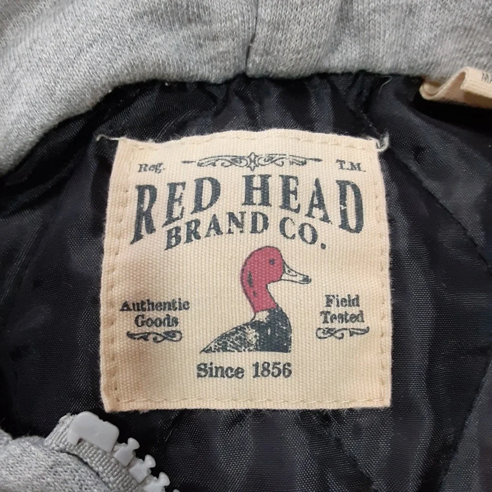 Red Head Brand Co Mens Medium Plaid Flannel Hooded Shirt Jacket Quilted Tan